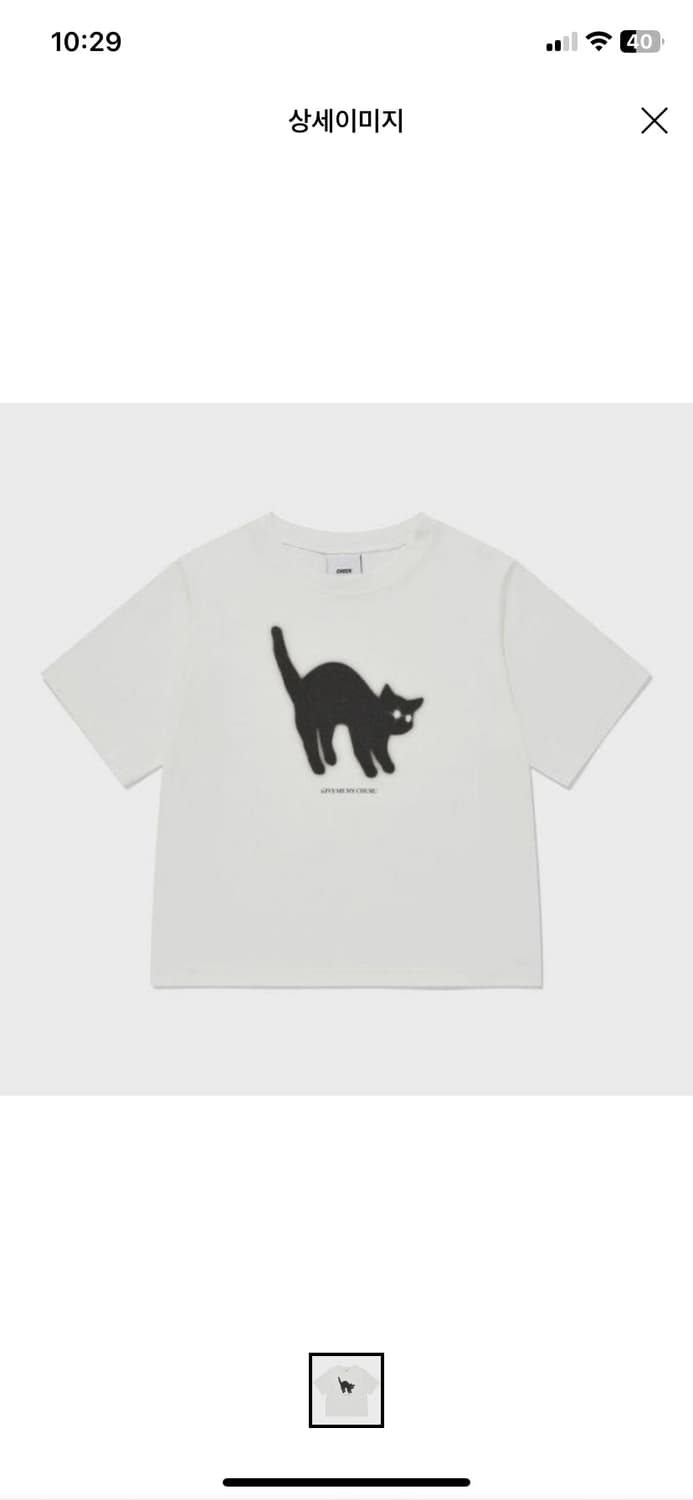 척CHUCK Greedy Cat 흰색 티셔츠 크롭티 SK 상품이미지1