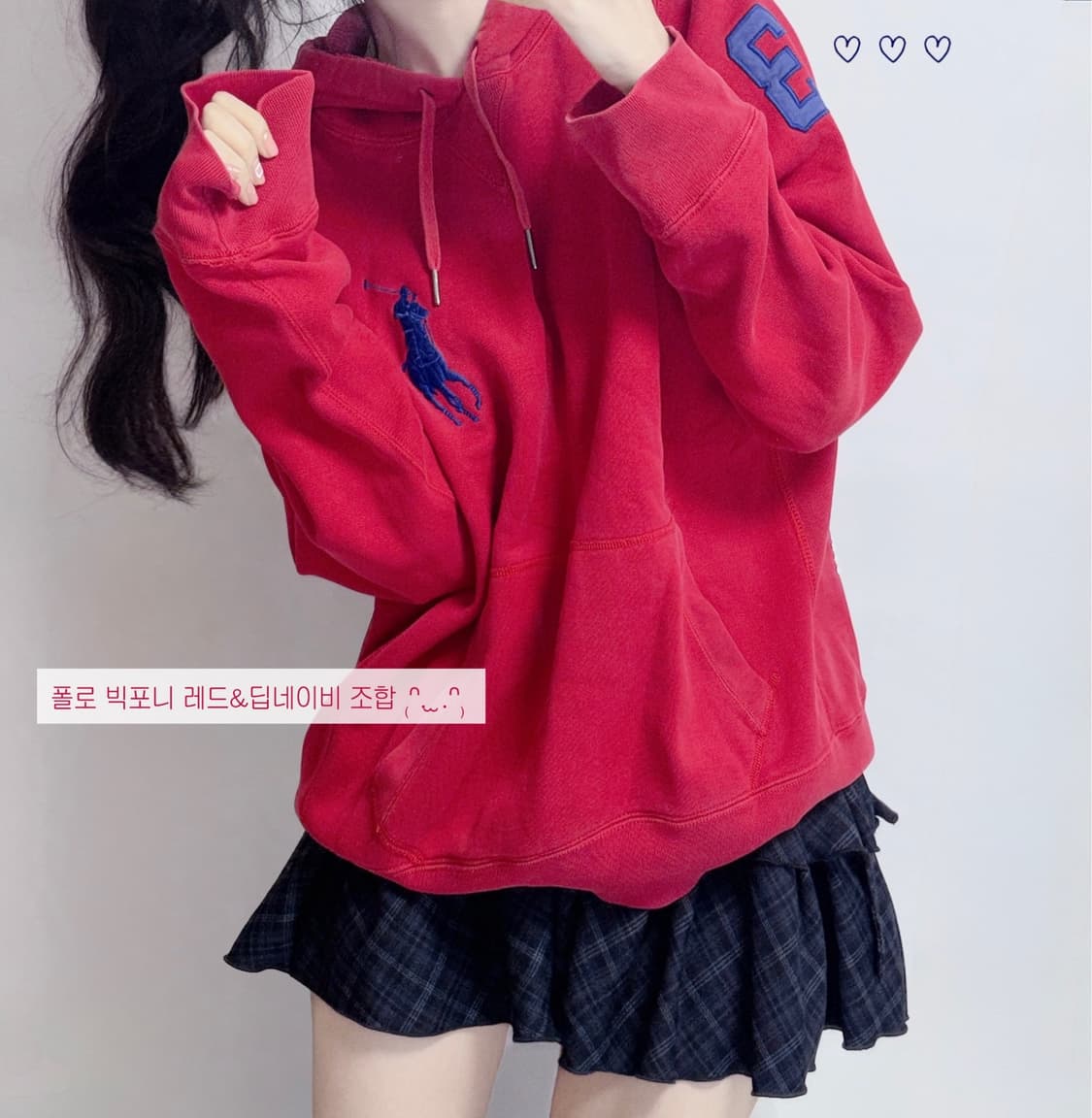 🐰[코르티스맛!]폴로 랄프로렌 레드&딥네이비 포니 후드티❤️ 상품이미지1