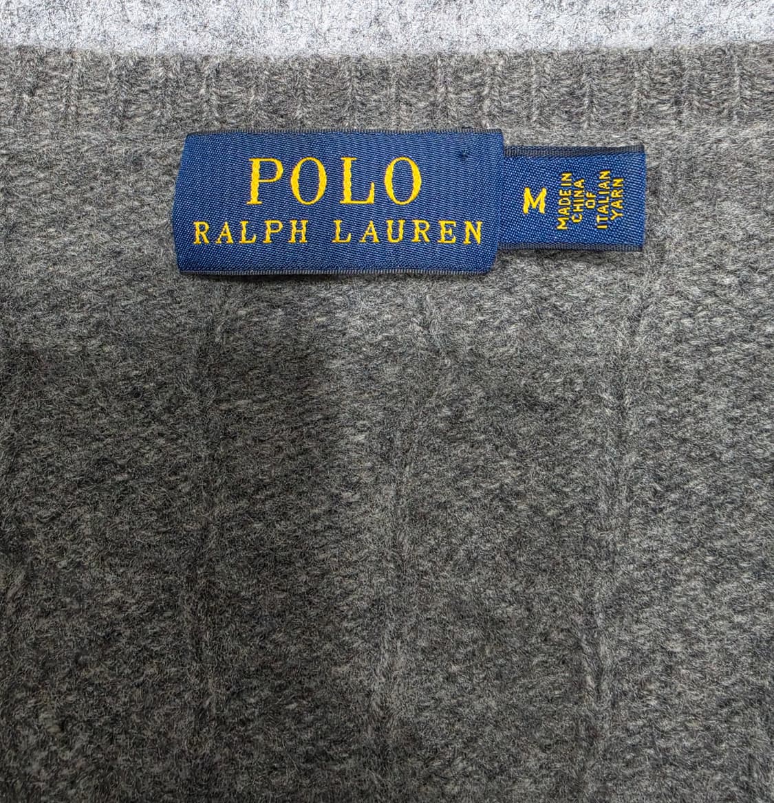 폴로 랄프로렌 울 캐시미어 케이블 브이넥 니트 M 상품이미지5