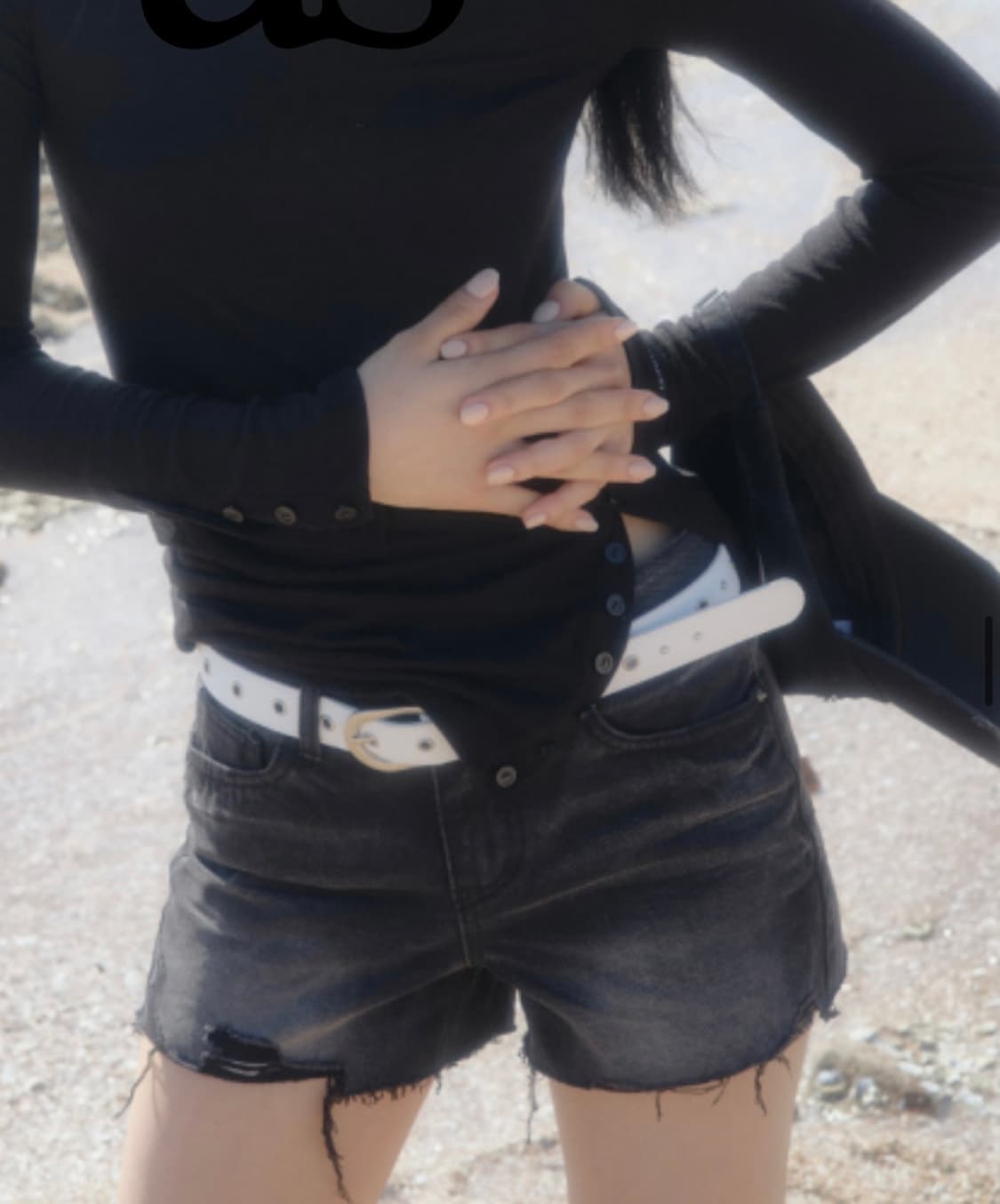 애즈온 흑청 숏팬츠 상품이미지1