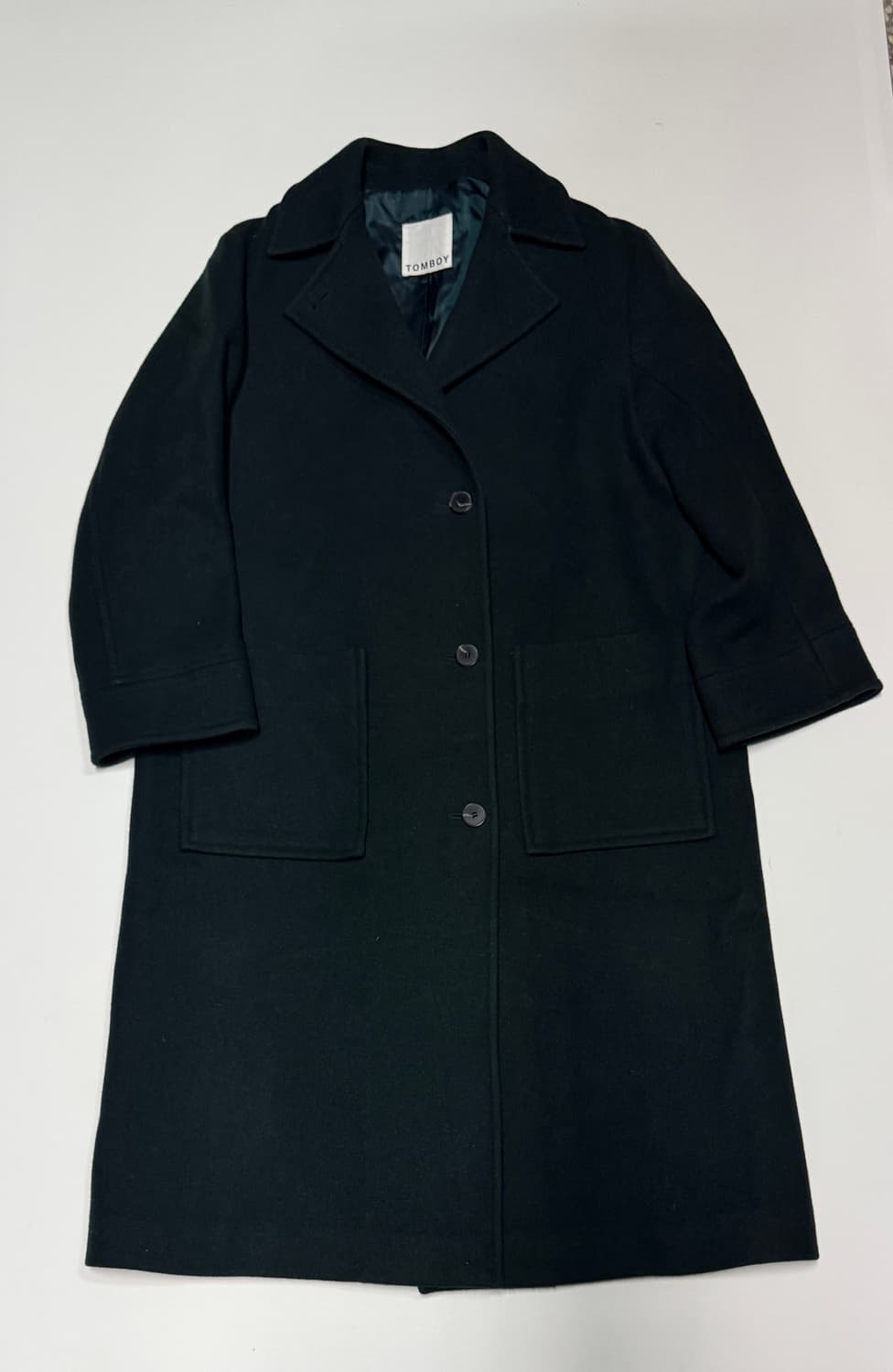 여성 톰보이 Tomboy 다크 그린 울 롱 코트 상품이미지1