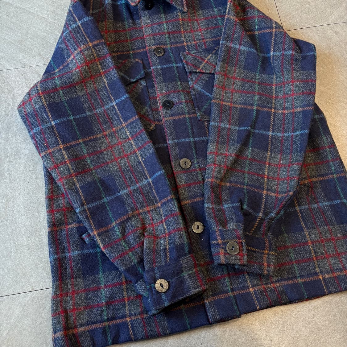 80년대 미국 생산 펜들턴 체크 울 체크 CPO 셔츠 자켓  상품이미지7