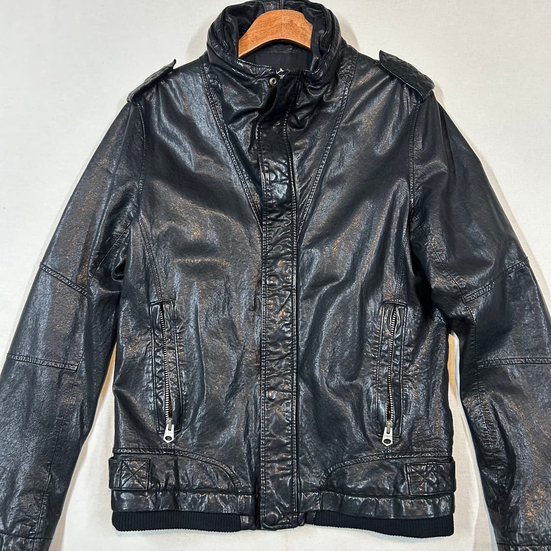 L) 앤듀 리얼 양가죽 하이넥 블루종 라이더 자켓 상품이미지2