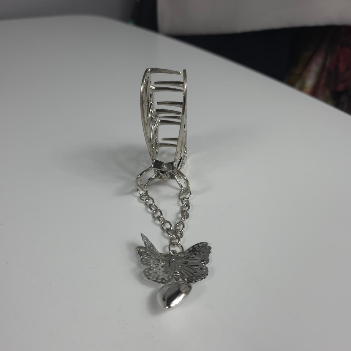 [새상품] 나비 펜던트 체인 헤어 집게핀 실버 상품이미지3