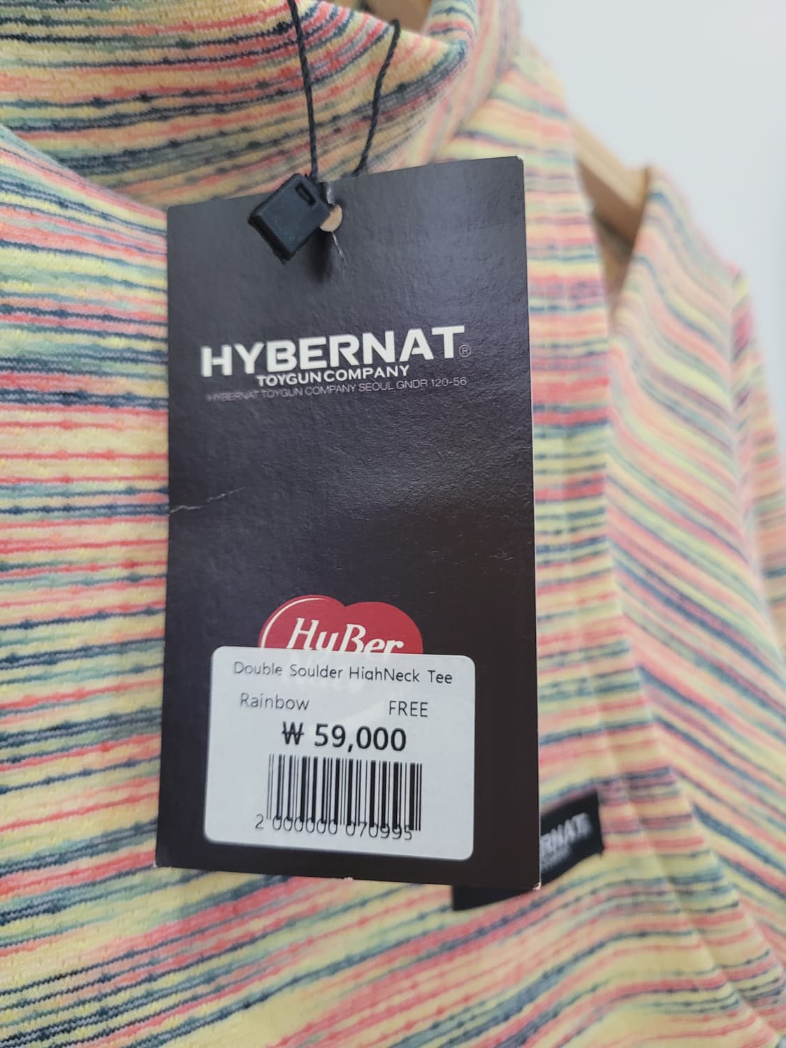 하이버넷 레인보우 더블 숄더 슬릿 하이넥 크롭 티셔츠 택달린새제품 상품이미지6