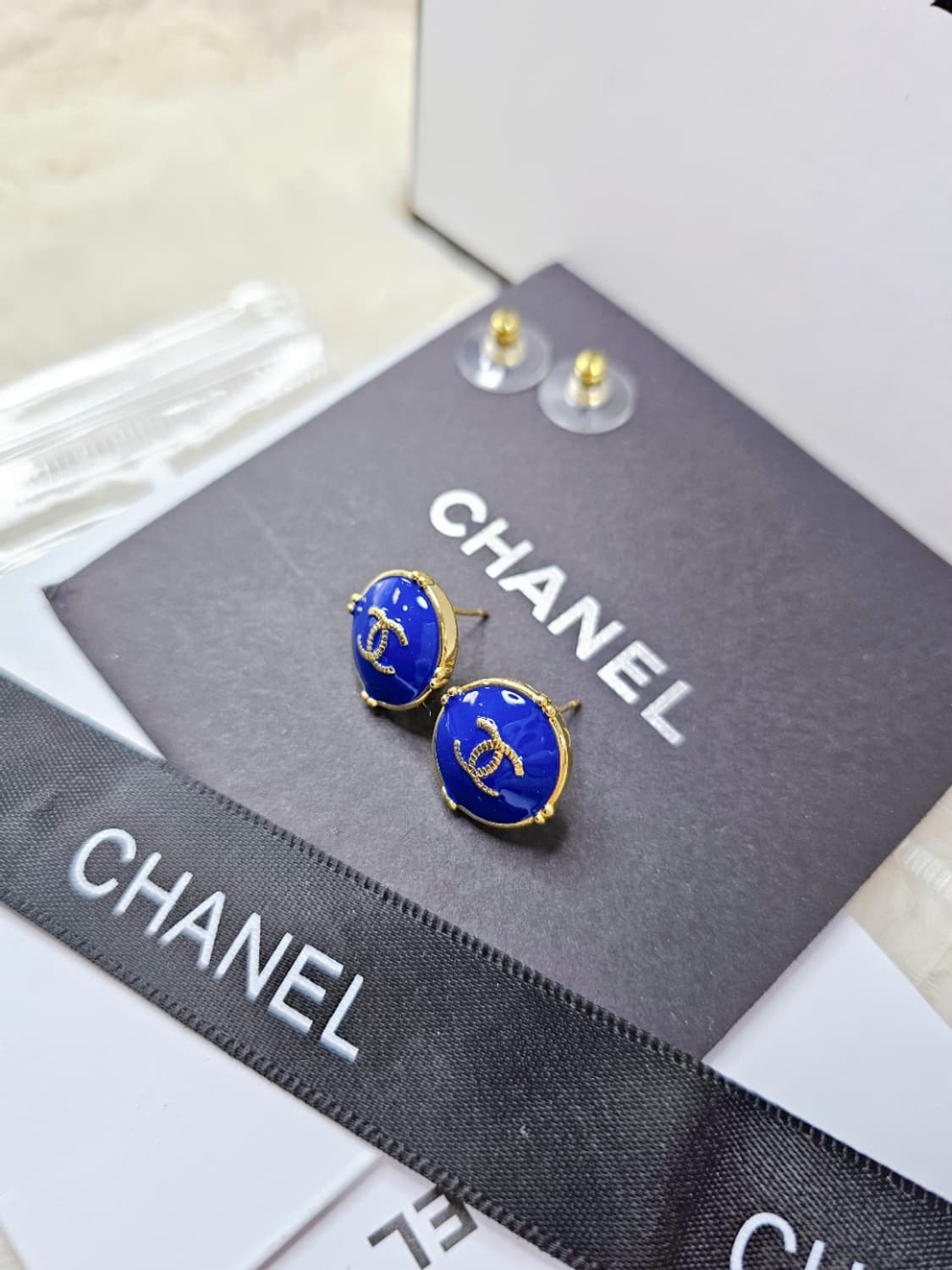 빈티지 샤넬 블루 업사이클링 이어링 상품이미지4
