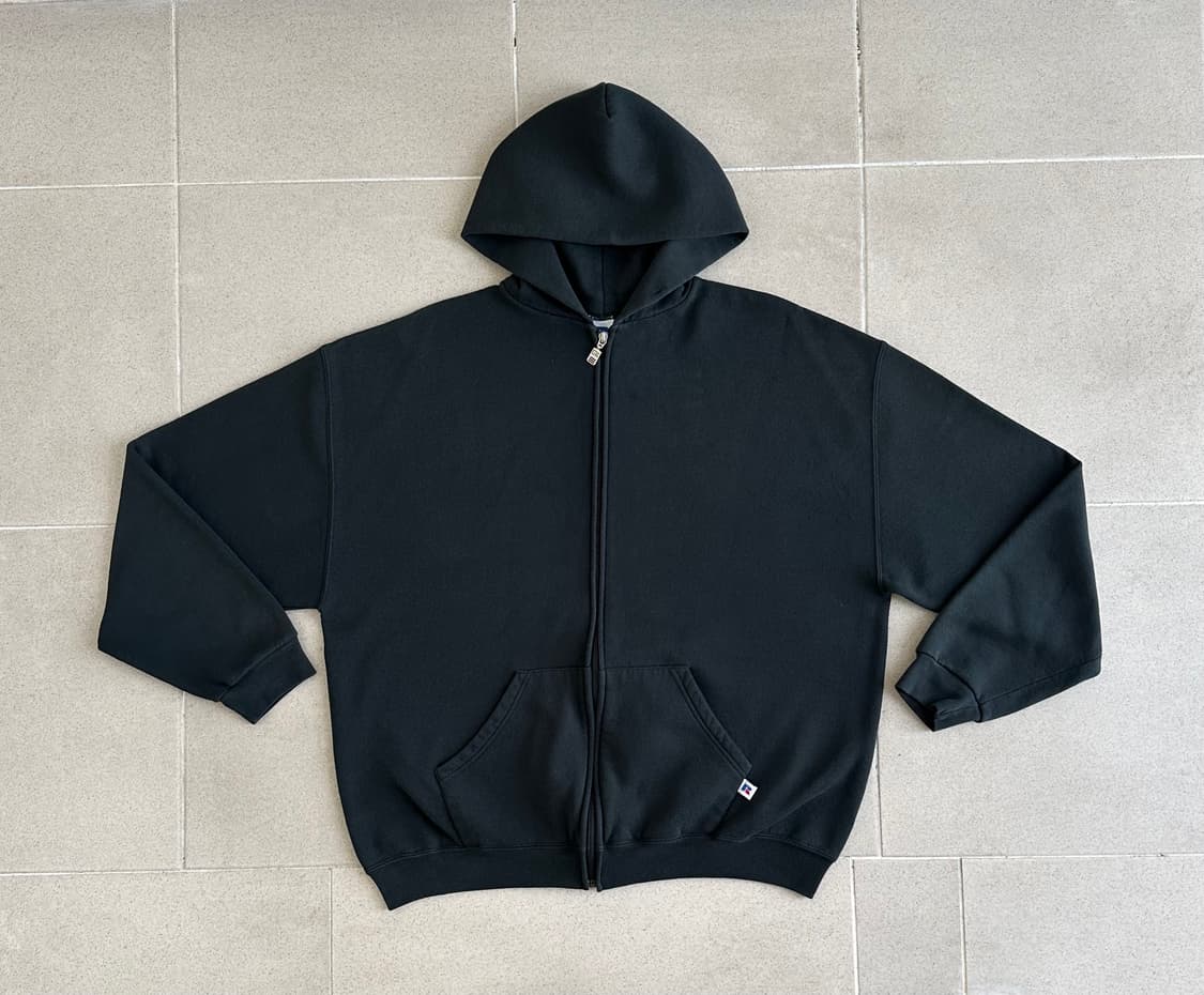 90s 빈티지 러셀 후드집업 블랙 XL 상품이미지1