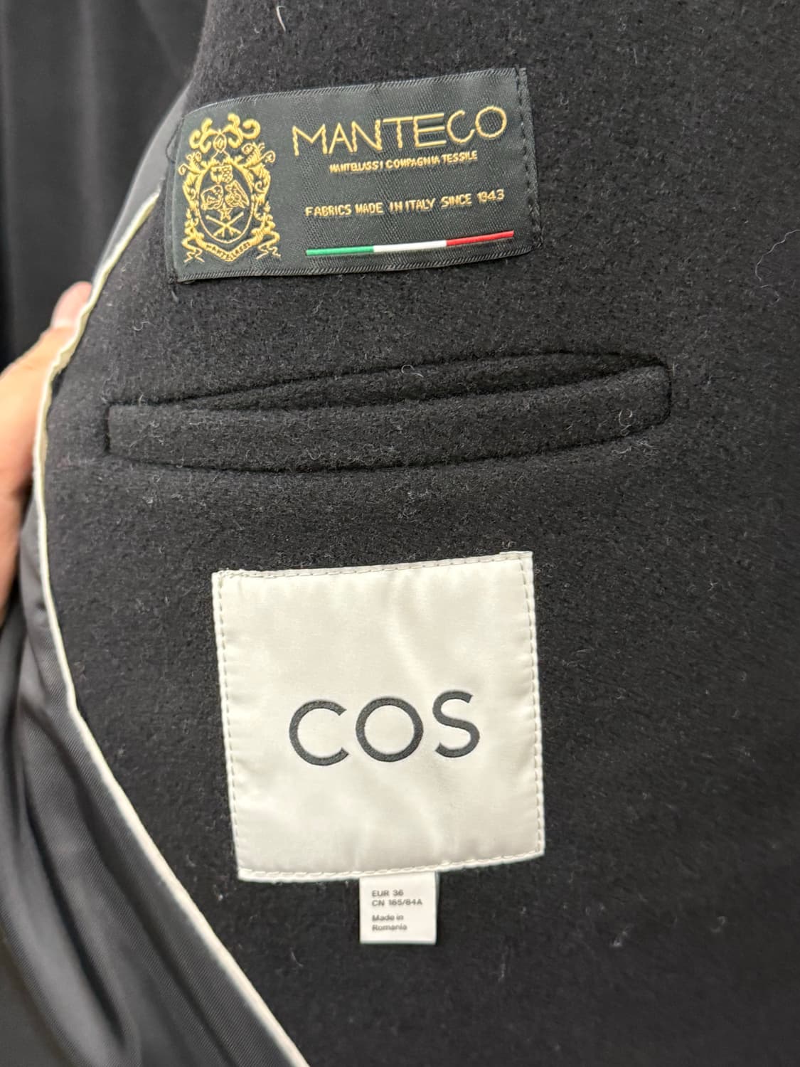 COS 맨테코 울 더블 롱코트 블랙 36 상품이미지3