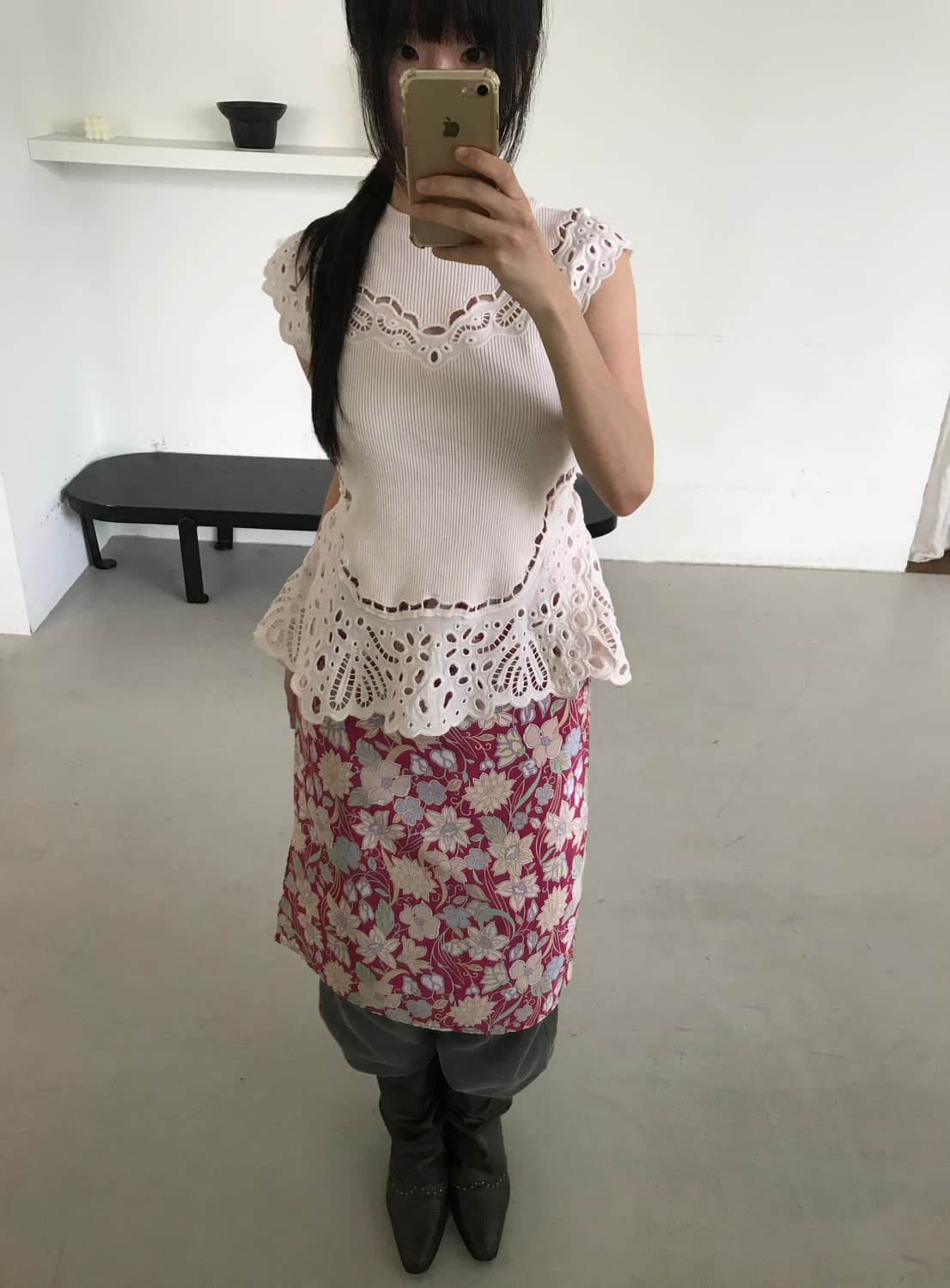 vintage pink pattern skirt 상품이미지4