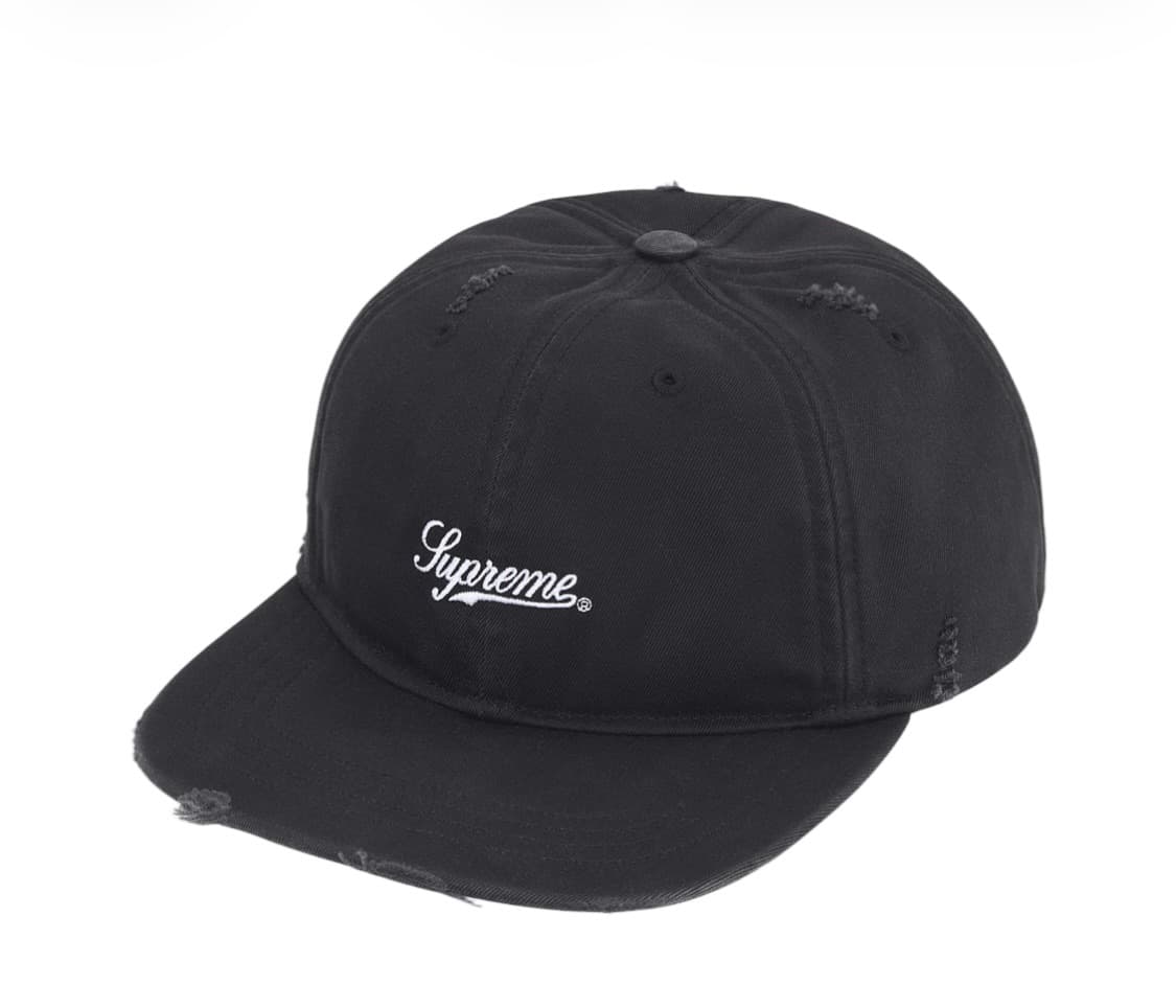 슈프림 디스트레스드 6 패널 볼캡 모자 블랙. 상품이미지1
