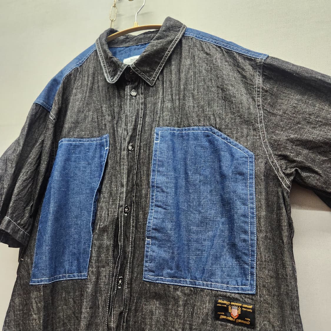 모노플로우 아메카지 배색 디테일 반팔 셔츠자켓 L(XL) 상품이미지3