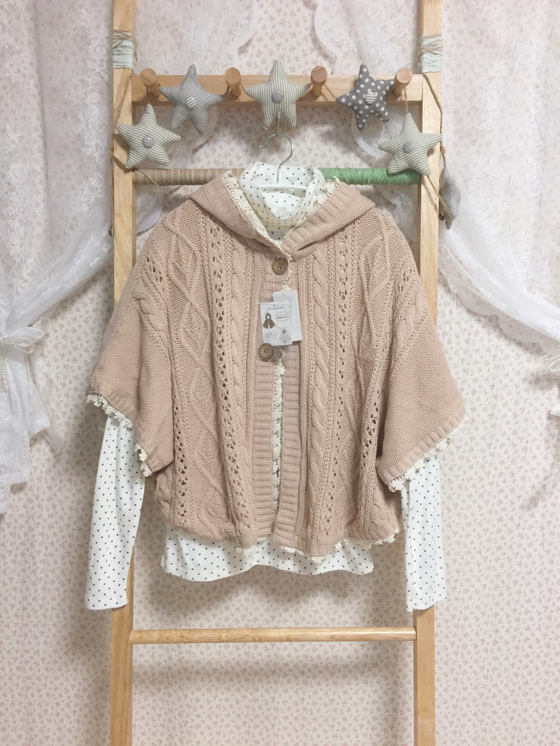 (새상품)빈티지 모리걸 어스뮤직 레이스 후드 케이프 상품이미지2