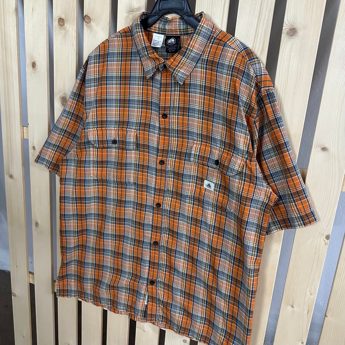 (XL) 나이키 ACG 90s 오렌지 체크 반팔 셔츠 상품이미지2