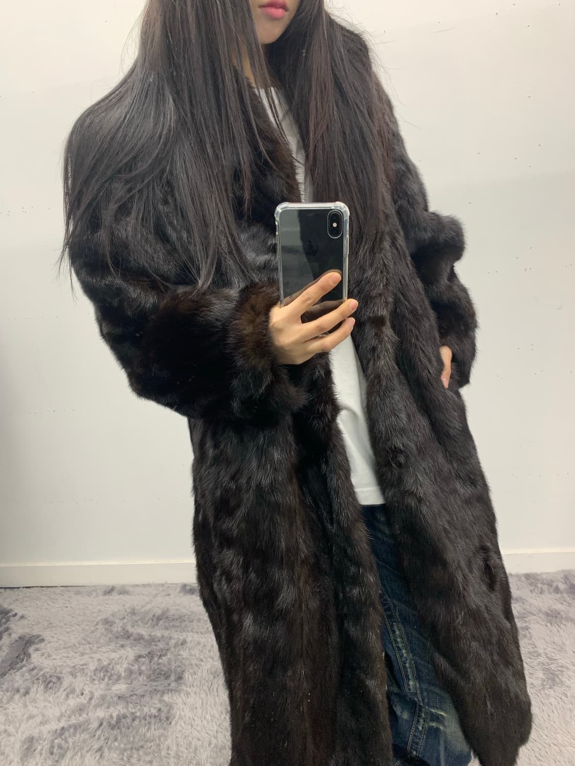 재팬 밍크 다크브라운 롱코트 상품이미지1