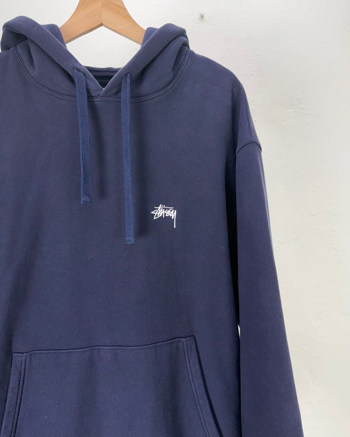 스투시 네이비 파일로 오버다이 스탁 로고 후디 스웨트 셔츠 상품이미지3