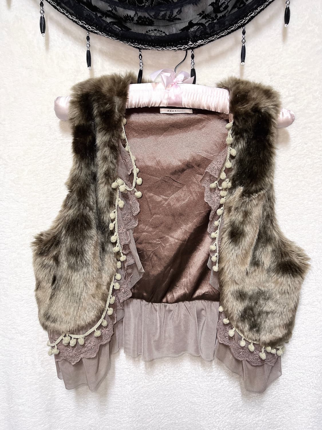 엑시즈팜 오리엔탈 레이스 퍼베스트 조끼 볼레로 라떼갸루 페어리 핀터 너드 상품이미지8