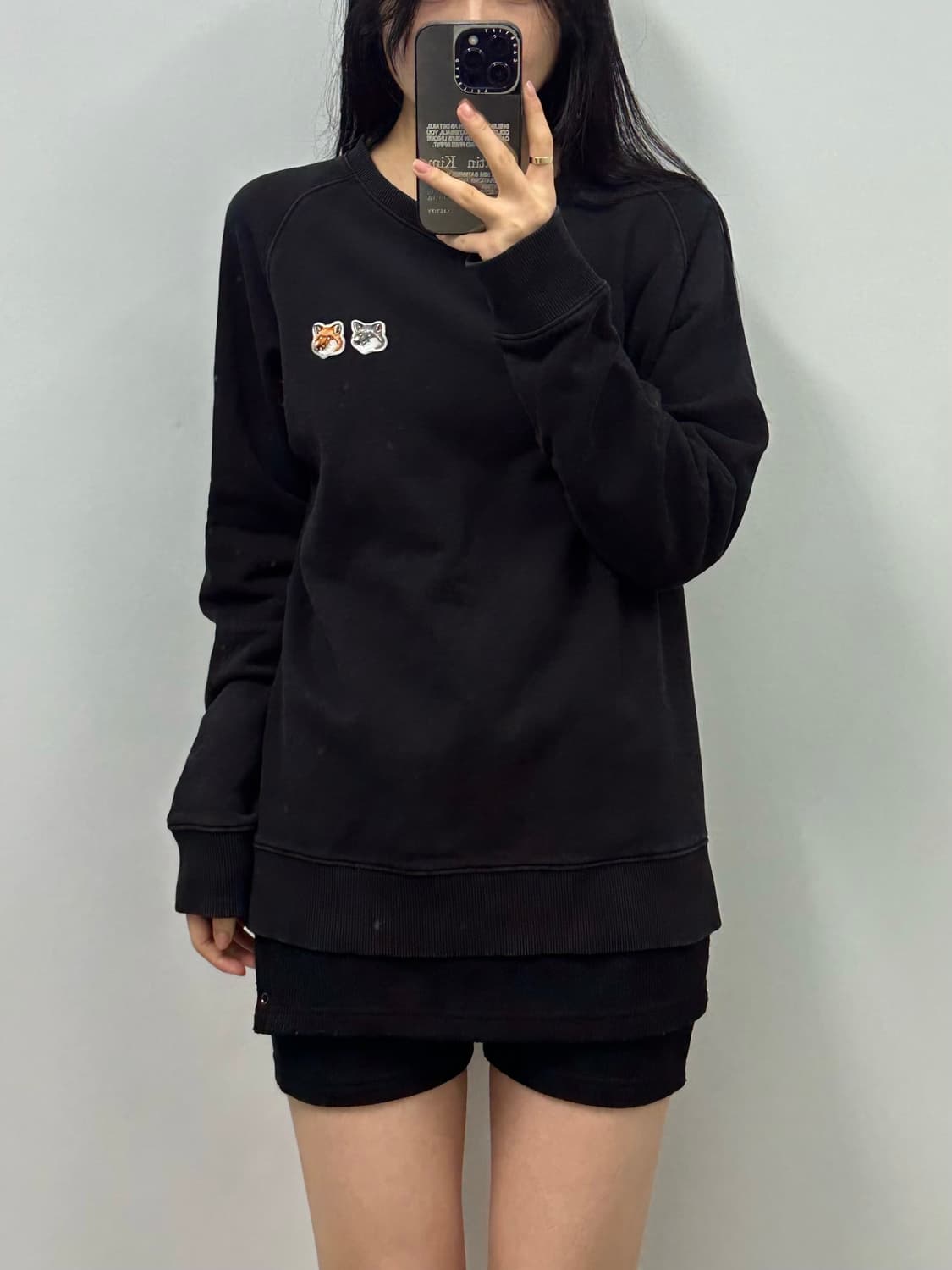 메종키츠네 더블 폭스헤드 블랙 맨투맨 상품이미지1