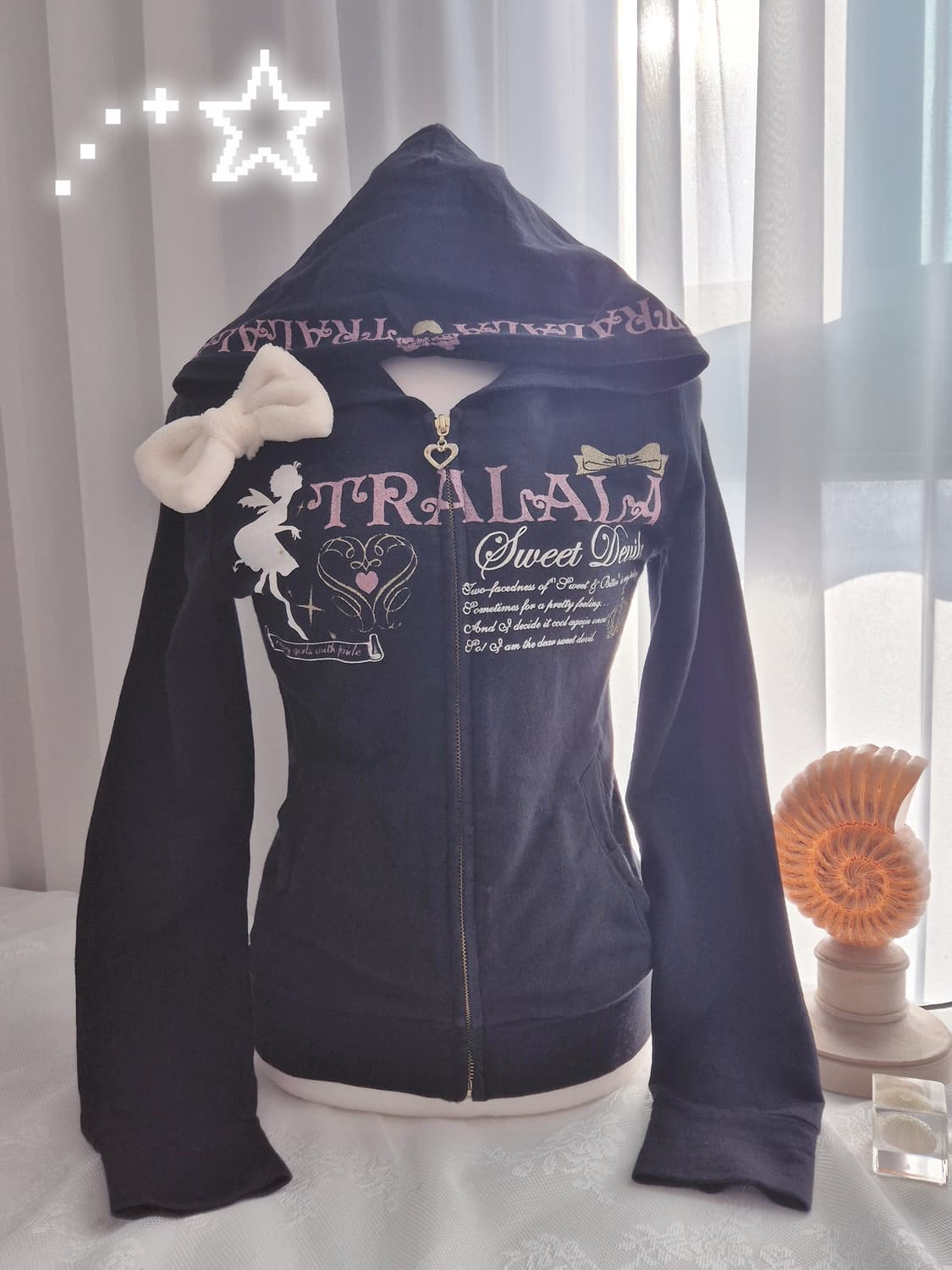 트랄라라 글리터 레터링 유일매물 후드집업 히메갸루 오네갸루 상품이미지1