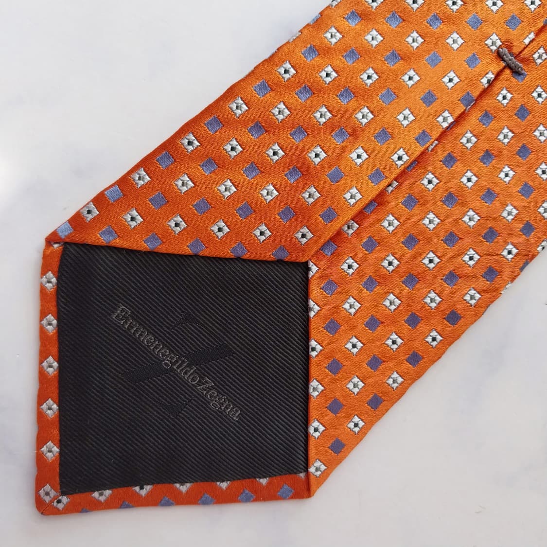 제냐 실크 마이크로 스퀘어 패턴 넥타이 9.8cm A+~A등급 K2274 상품이미지6