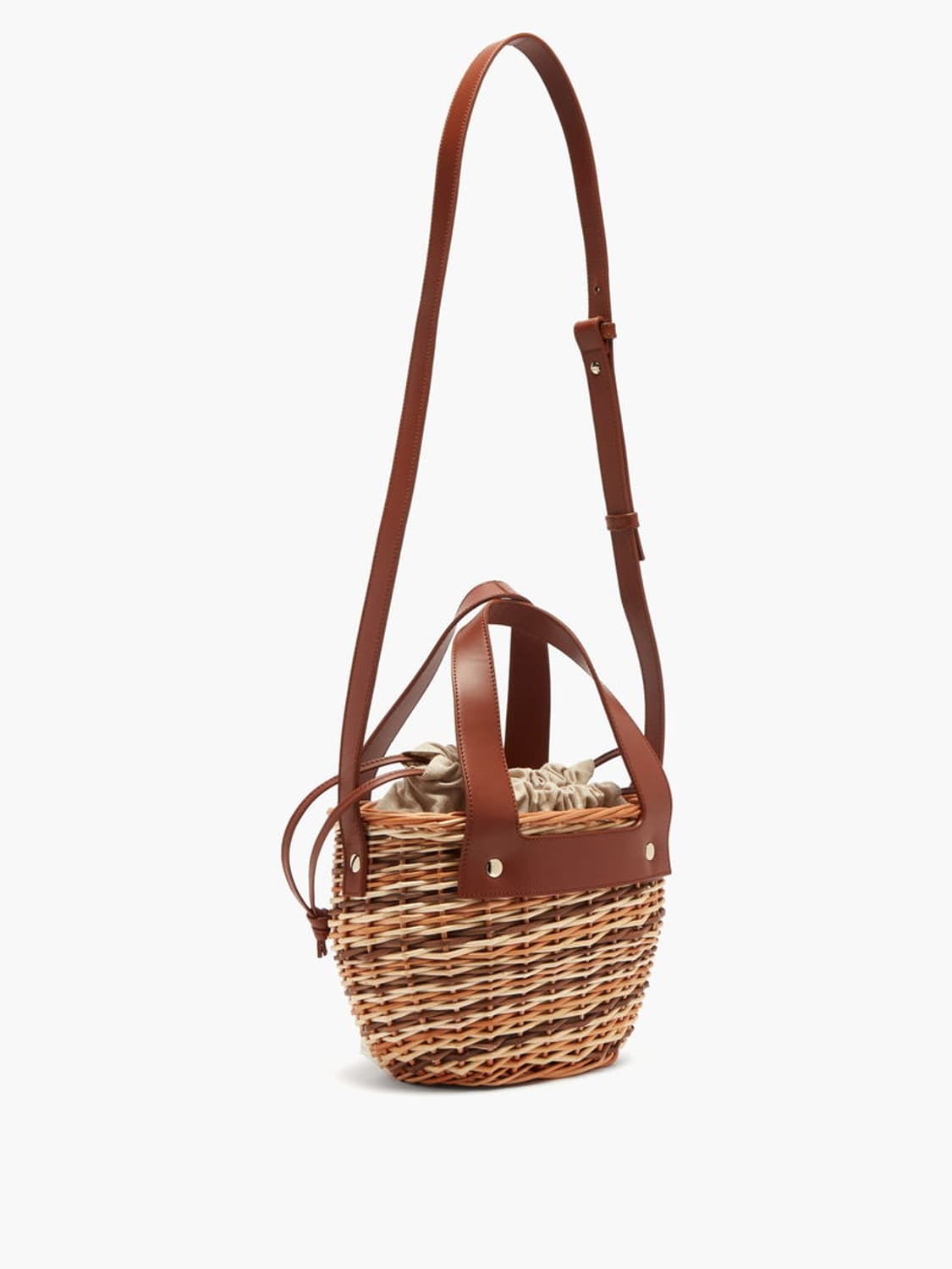 (정품) A.P.C. 아페쎄 라탄 가죽 버킷백 브라운 상품이미지4