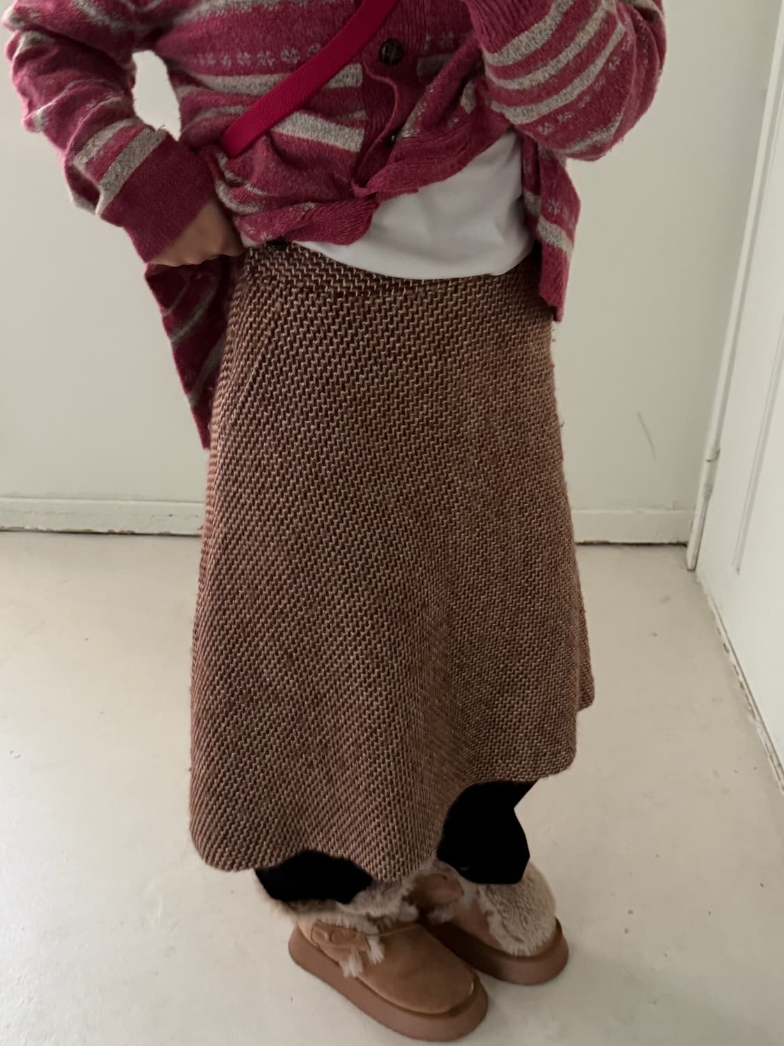 일본빈티지 브라운 울 미디스커트 상품이미지3