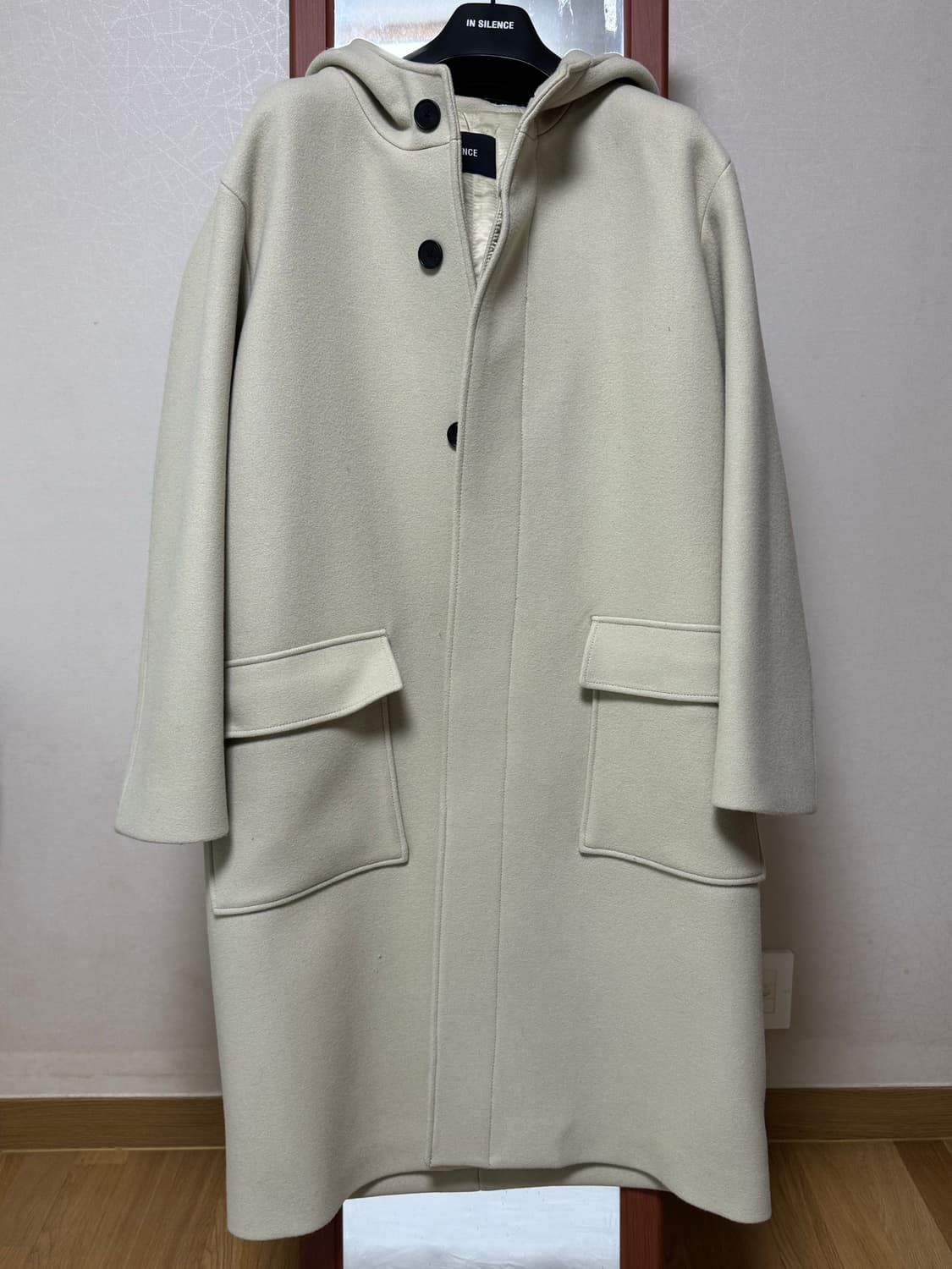 [M] 인사일런스 크림 오버사이즈 후드 코트 상품이미지4