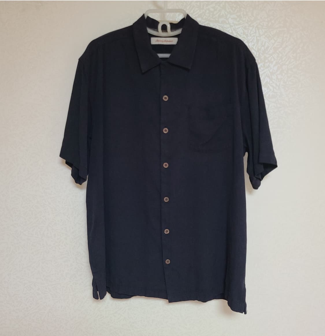 90s 93년 토미 바하마 빈티지 실크 오버핏 블랙 반팔 셔츠 상품이미지3