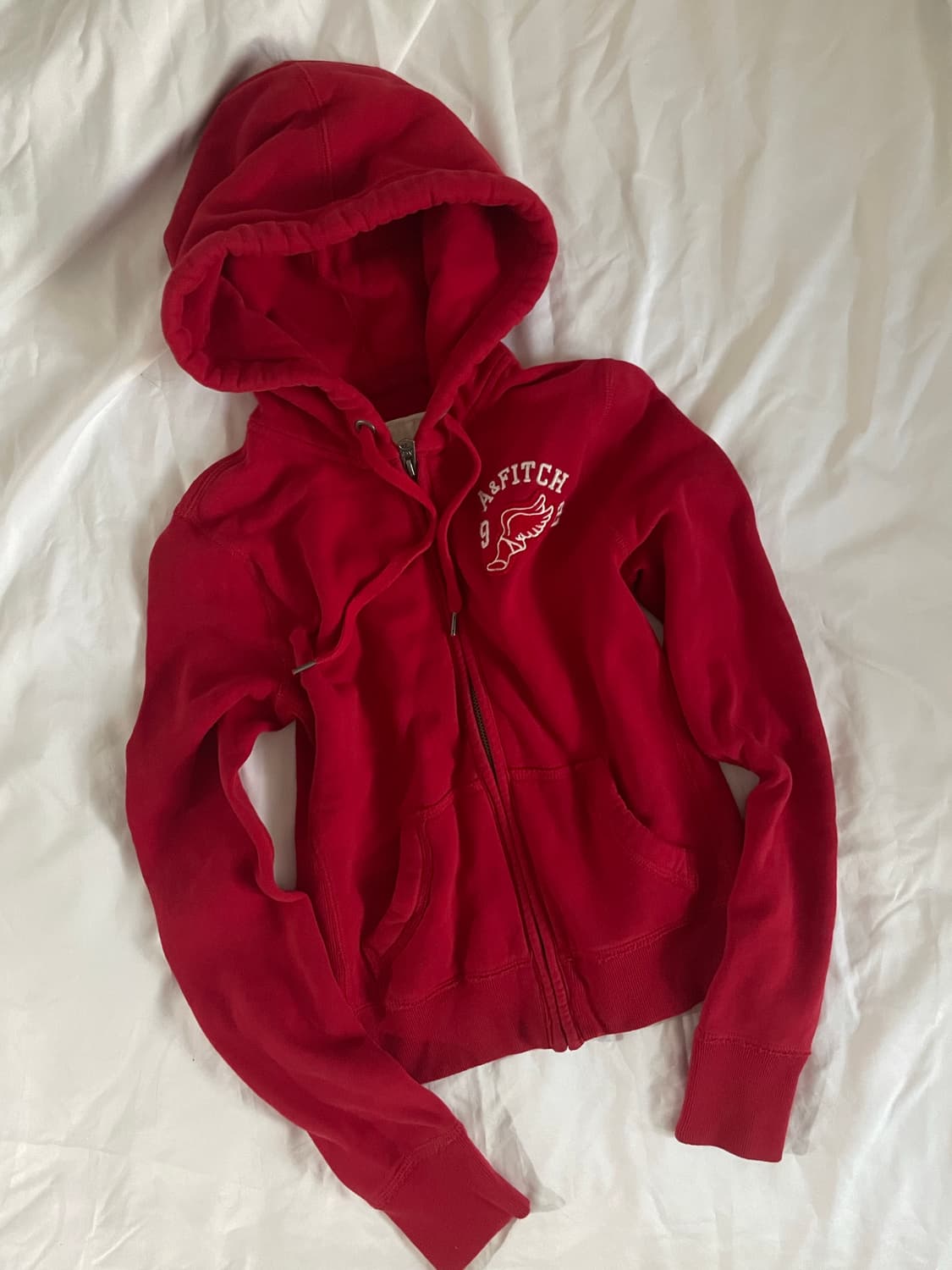 빈티지 아베크롬비 레드 크롭 후드집업 딱붙 상품이미지1