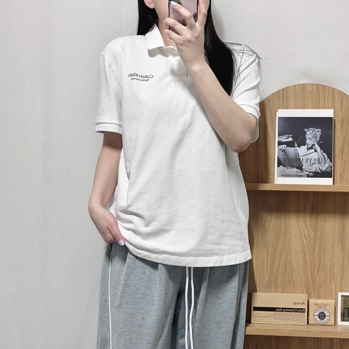 [정품] 캘빈클라인 화이트 반팔카라티 [ XL ] 상품이미지1