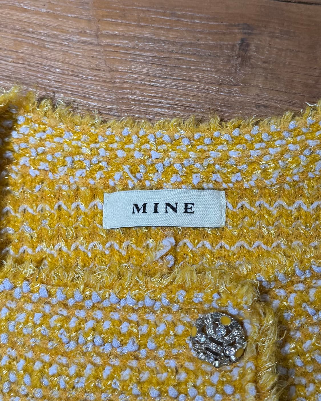 마인 옐로우 트위드 스냅버튼 자켓  상품이미지7
