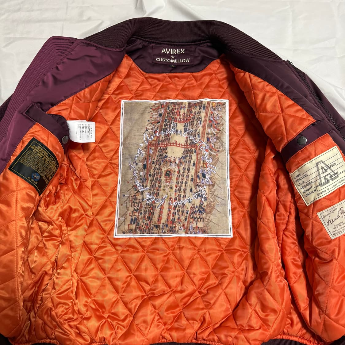 [S] 커스텀멜로우 X 아비렉스 버건디 MA-1 봄버 자켓 상품이미지3