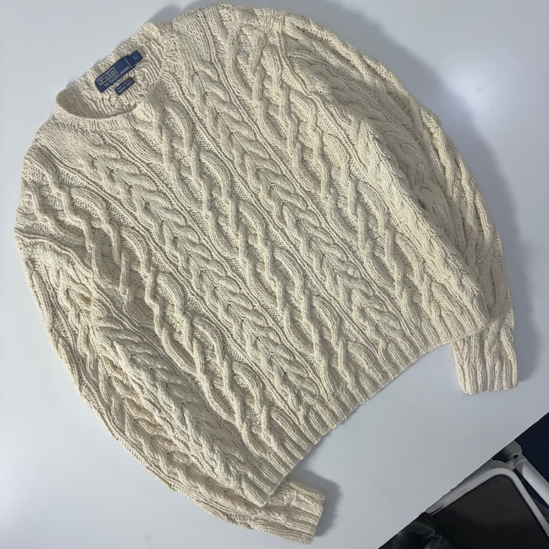 Polo 폴로 랄프로렌 아이보리 코튼 핸드메이드 피셔맨 스웨터-#원윜구매 상품이미지2