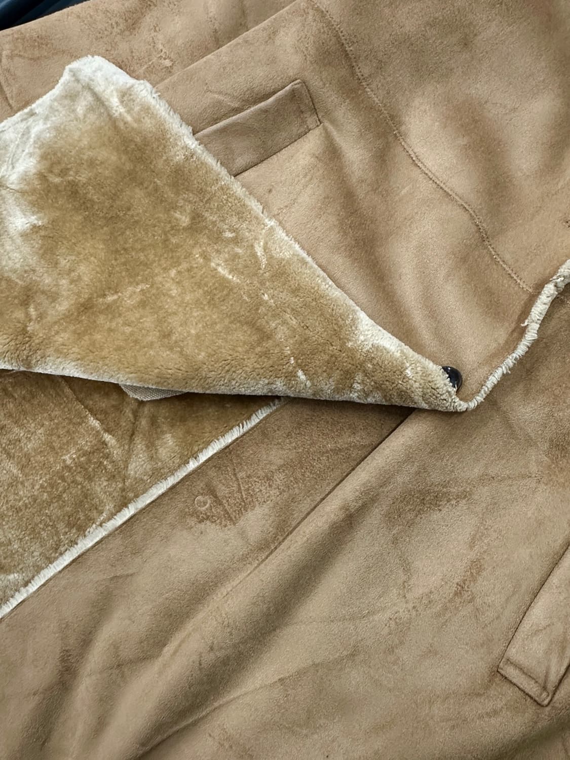 DOORS 베이지 미디 후드 코트 무스탕  그런지 오리엔탈 사와코 하구미 상품이미지5