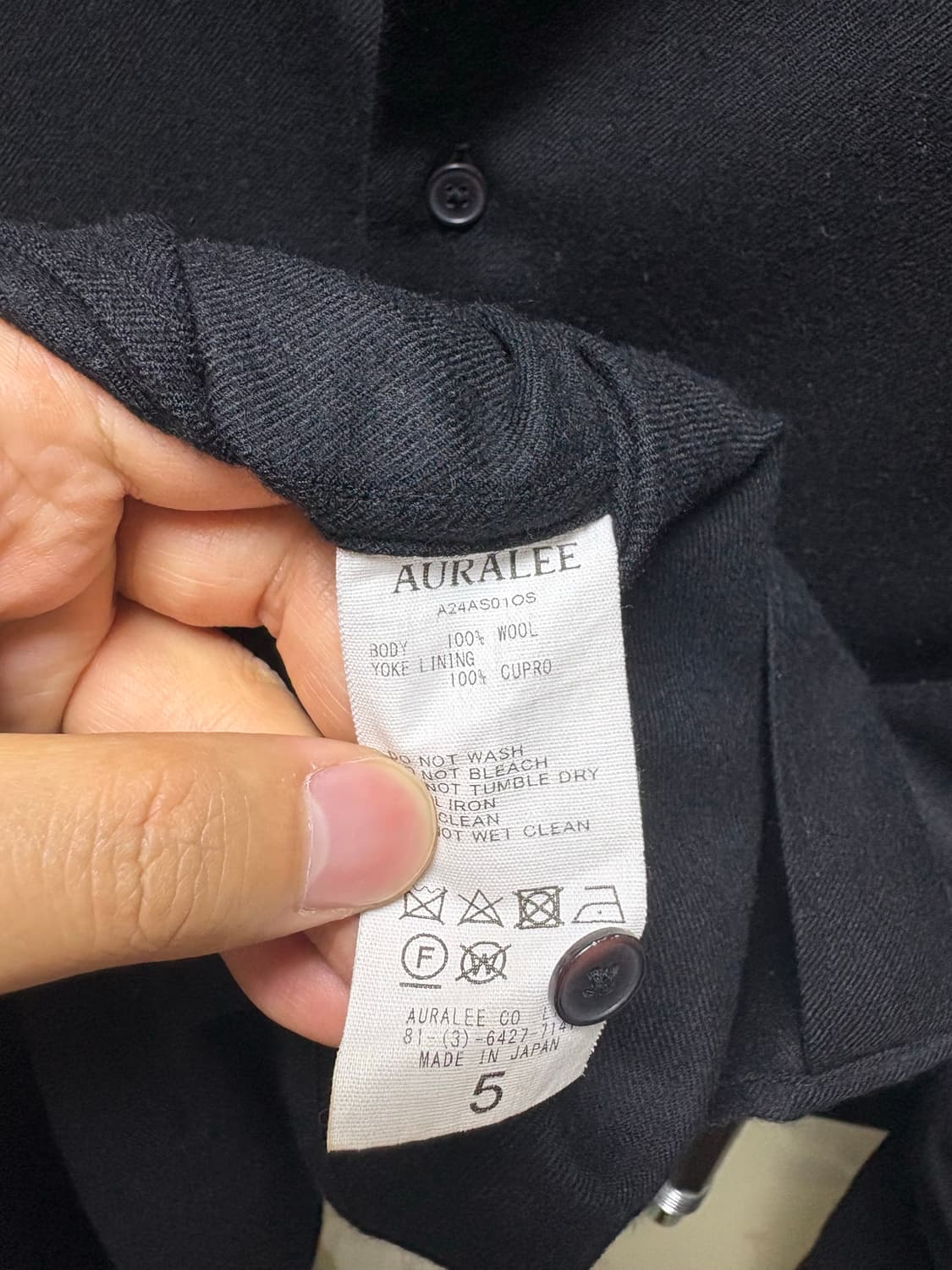 [5] 오라리 슈퍼 라이트 울 셔츠 블랙 24AW 상품이미지3