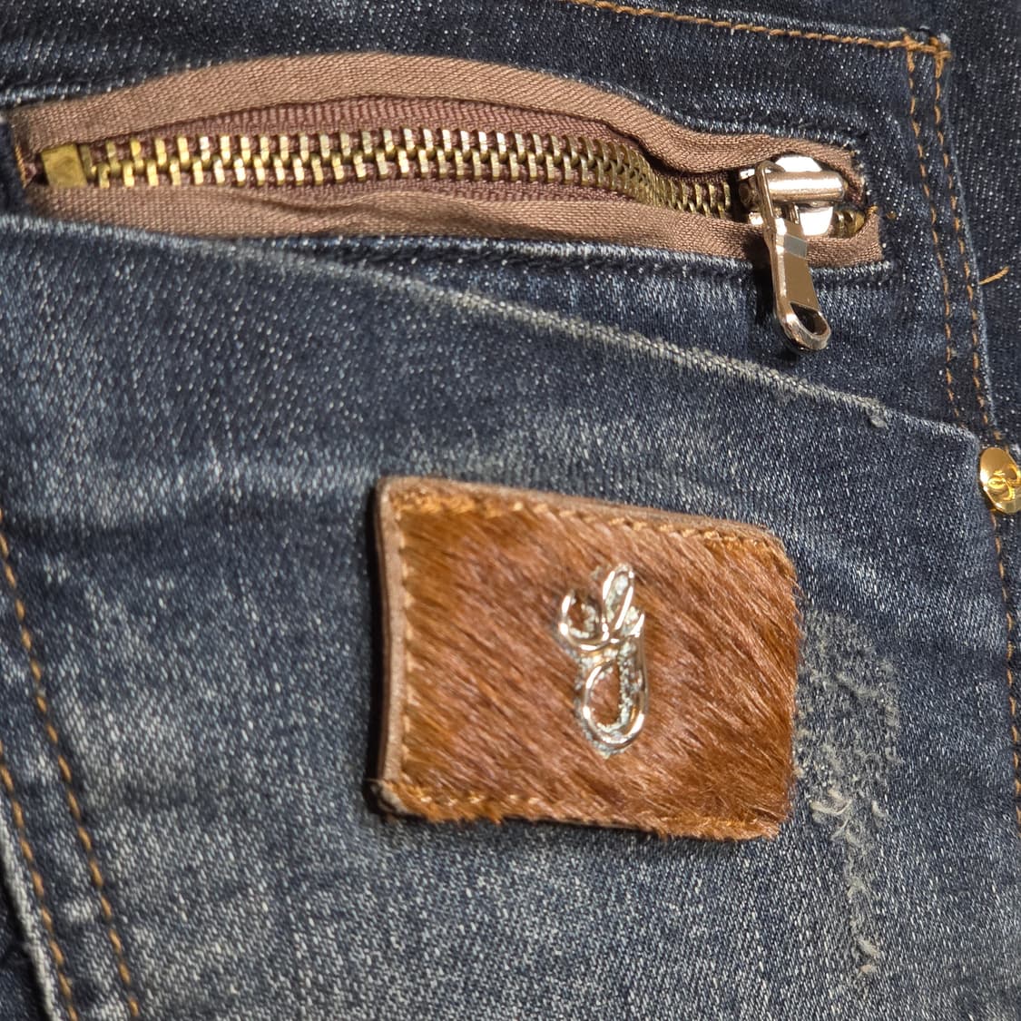 빈티지 샌드워싱 진청 지퍼 포켓 데님 팬츠 상품이미지4