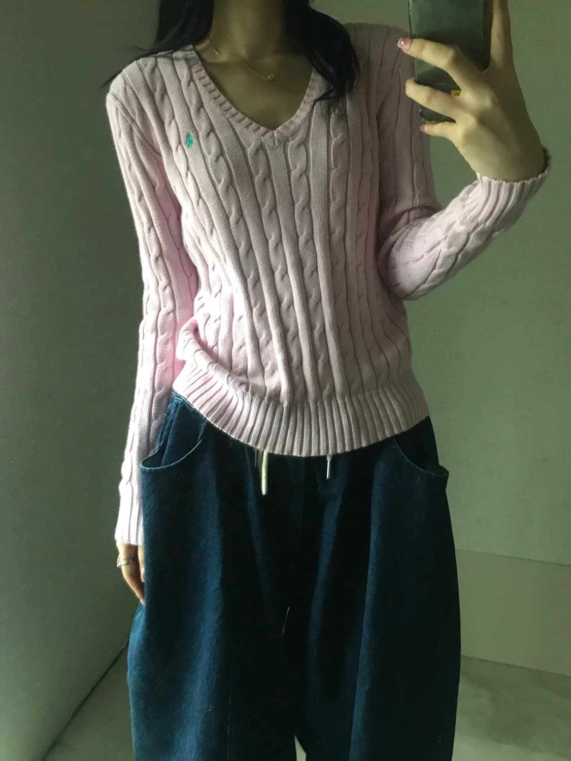 폴로 베이비핑크 케이블 니트 상품이미지2