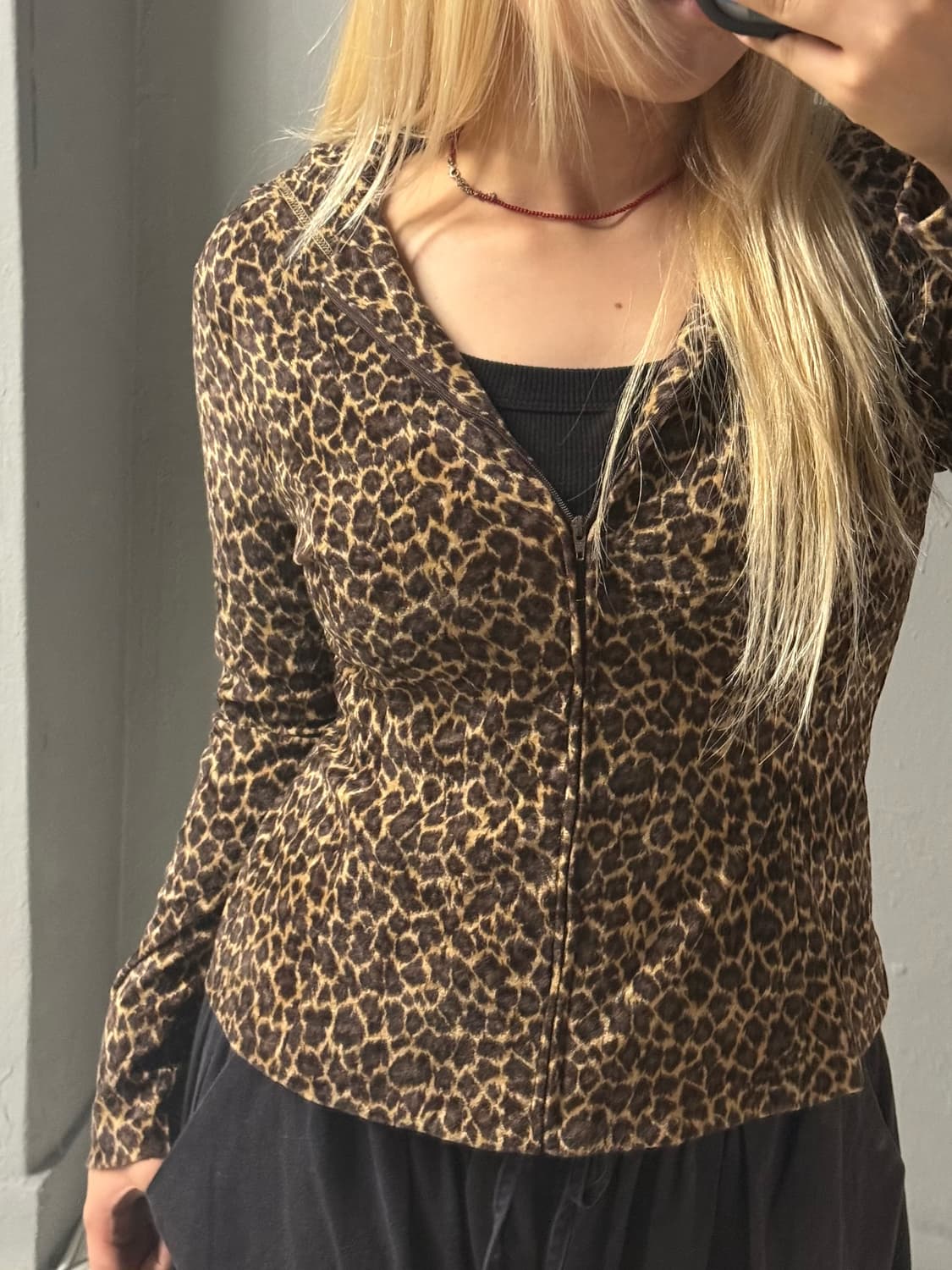 velvet leopard hood zip-up 상품이미지2