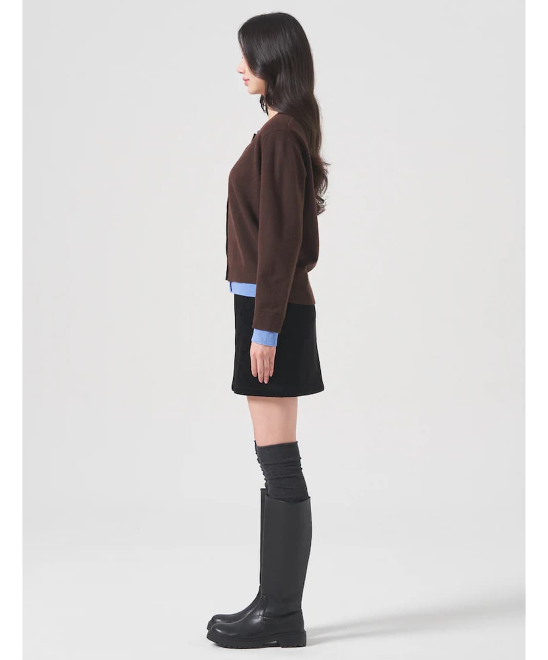 에잇세컨즈 브라운 배색 레이어드 가디건 S 상품이미지2