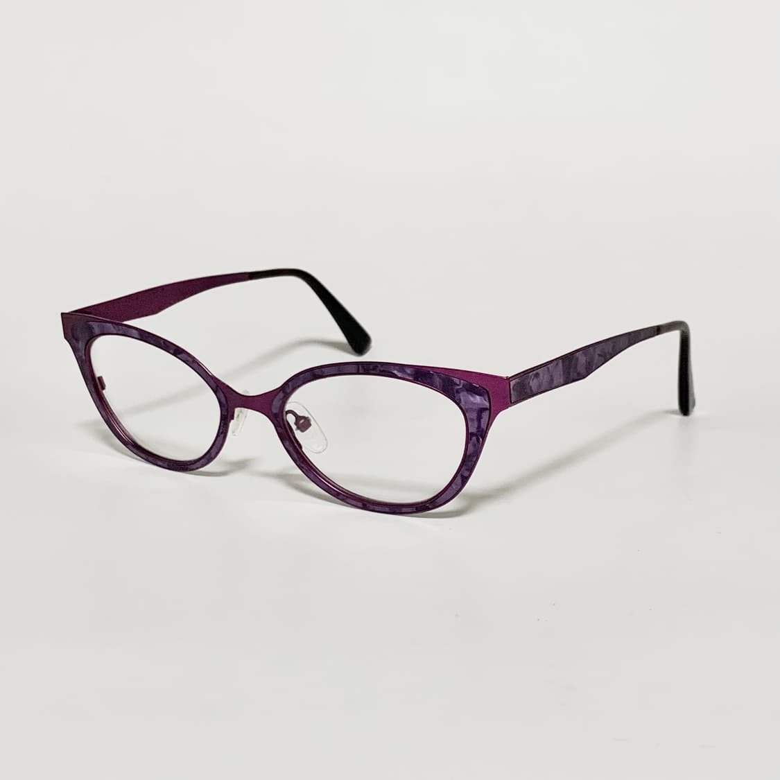 1000 빈티지안경 캣아이 안경테 가벼운 메탈 안경 마블 패턴 퍼플 상품이미지3