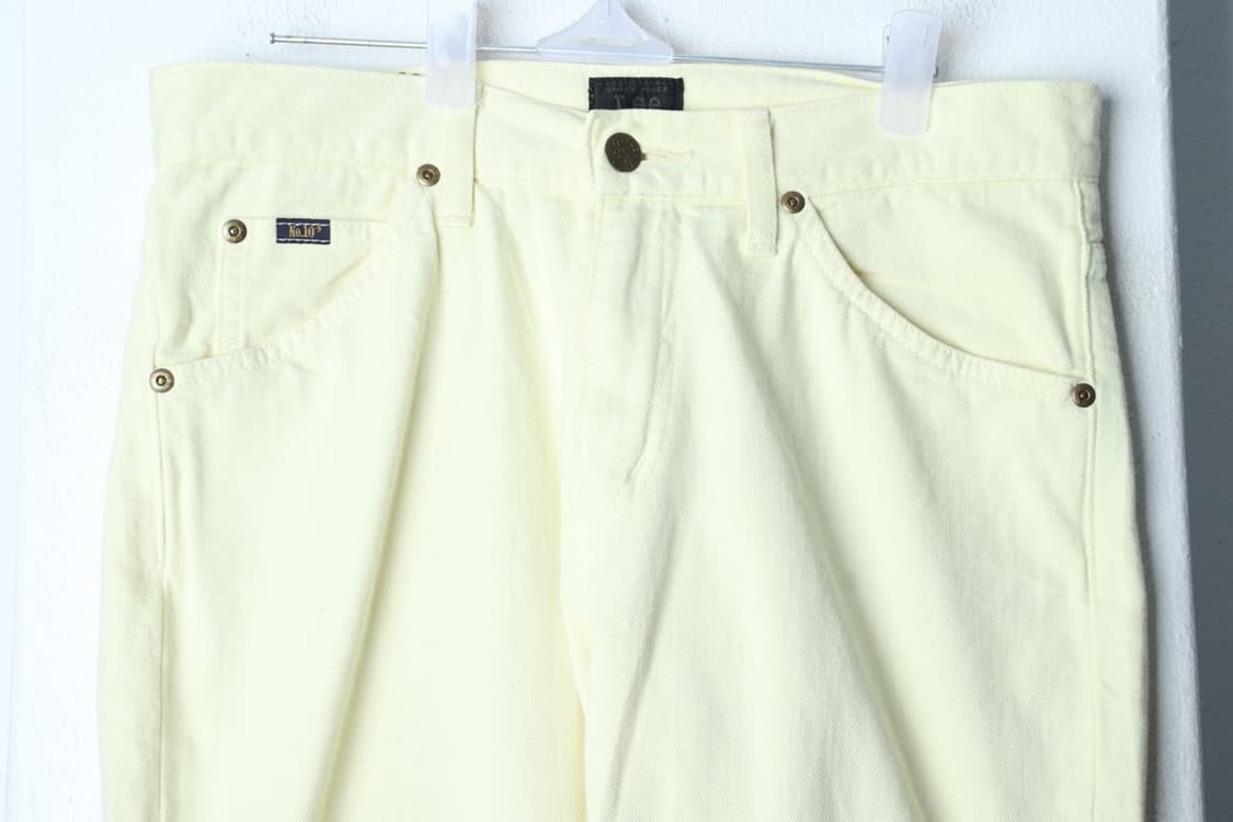 W(M-L) 리 면바지 팬츠 가죽탭 슬림핏 노랑 아메카지-P10194 상품이미지3