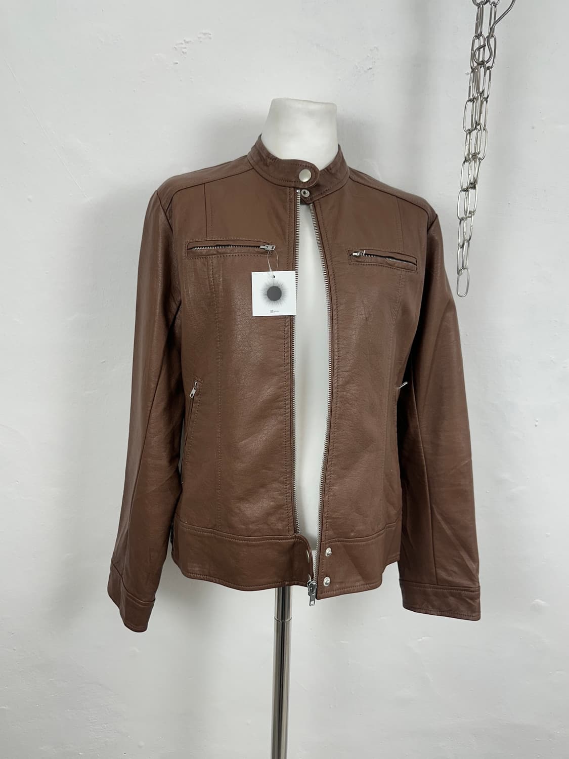 Brown Faux Leather Jacket 상품이미지2