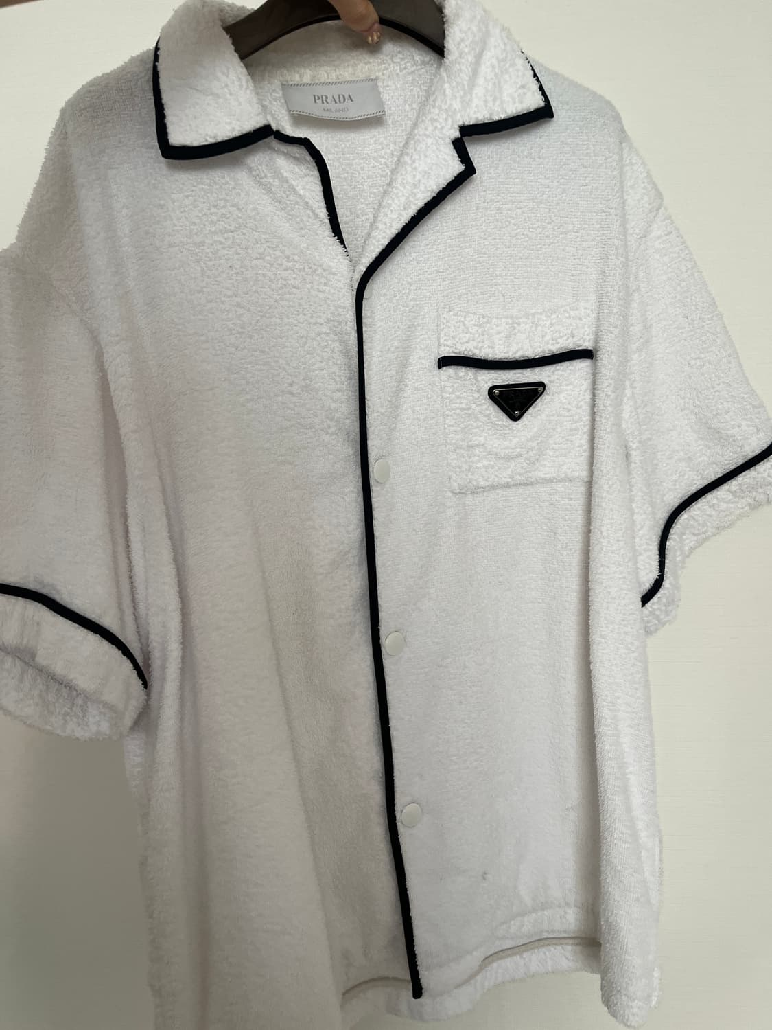 [XL] 프라다 테리 볼링 반팔 셔츠 화이트 상품이미지1