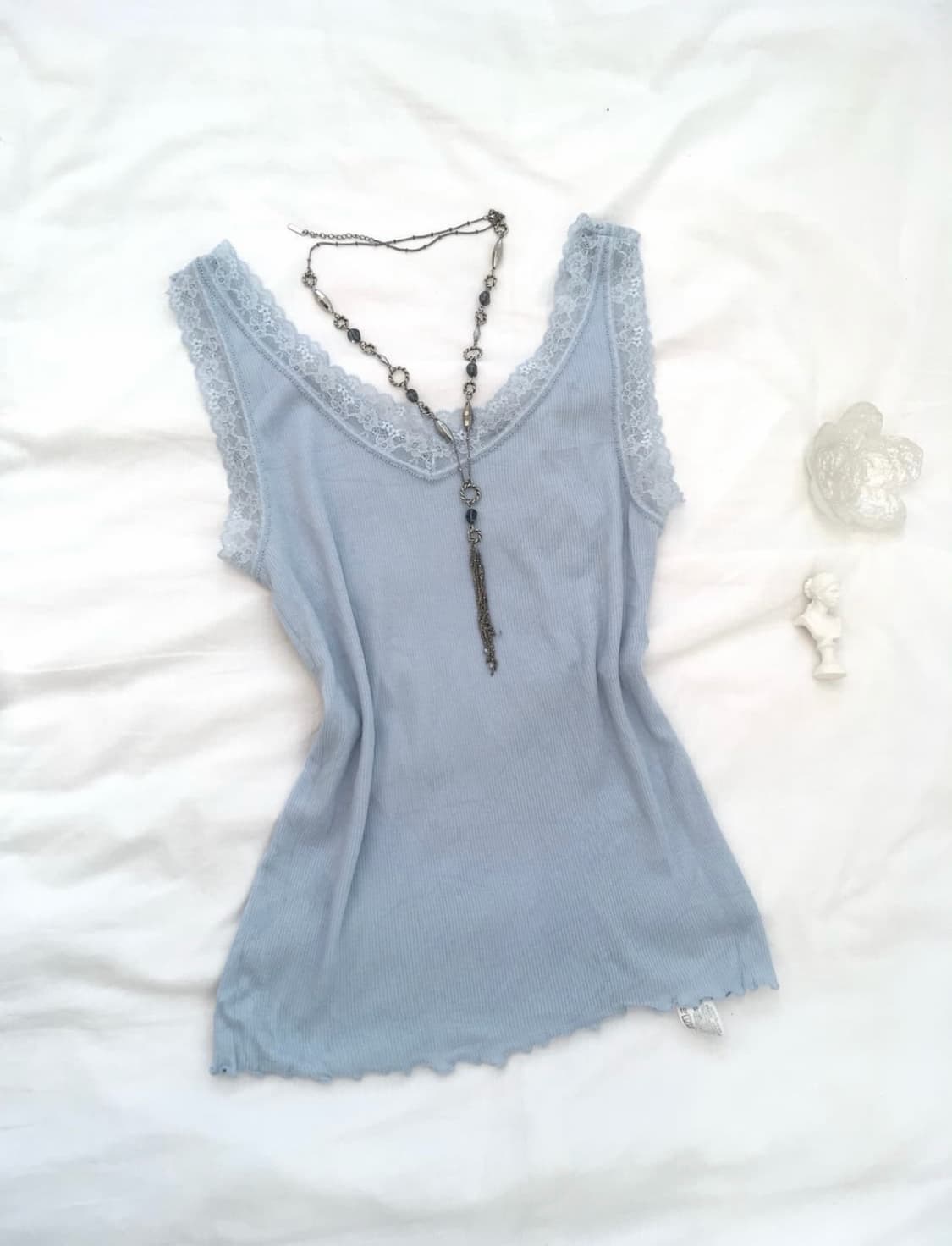 jpn vintage paleblue lace sleeveless 상품이미지2