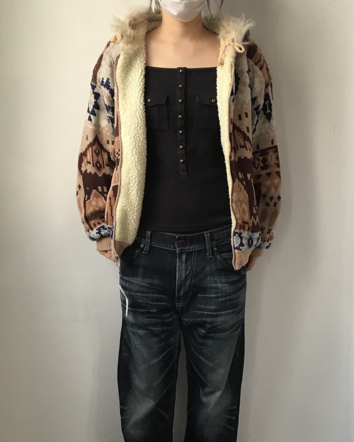 Native mood fake fur hood cowichan zip u 상품이미지7