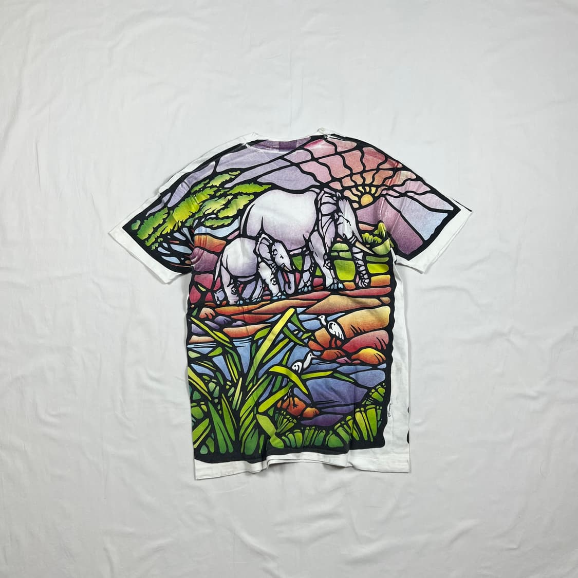 90’s 93년도 리퀴드블루 엘리펀트 올프린트 반팔티 상품이미지7