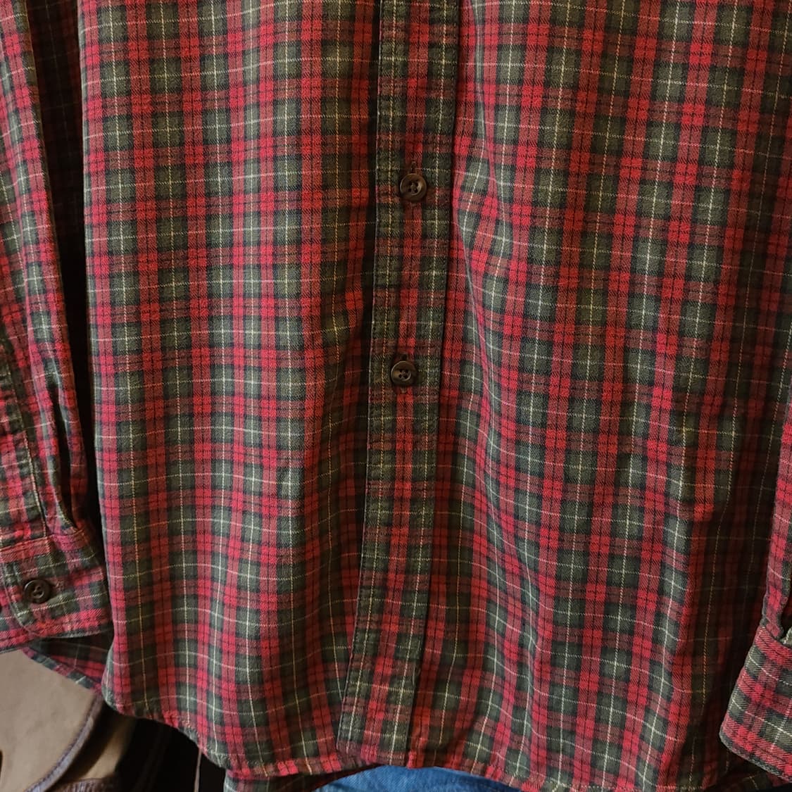90s 엘엘빈 체크셔츠 플란넬 셔츠 헤비코튼 워크셔츠 우드맨 레드 L 상품이미지9