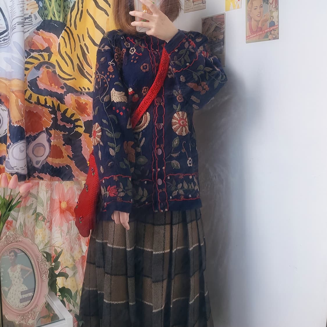 꽃자수 네이비 빈티지 가디건 상품이미지7