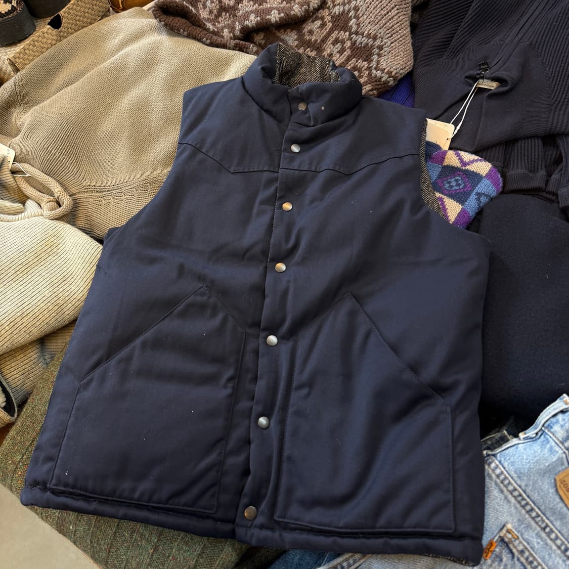 맨즈 비기 BY 타케오키쿠치 헤링본 패턴 리버서블 베스트  상품이미지7