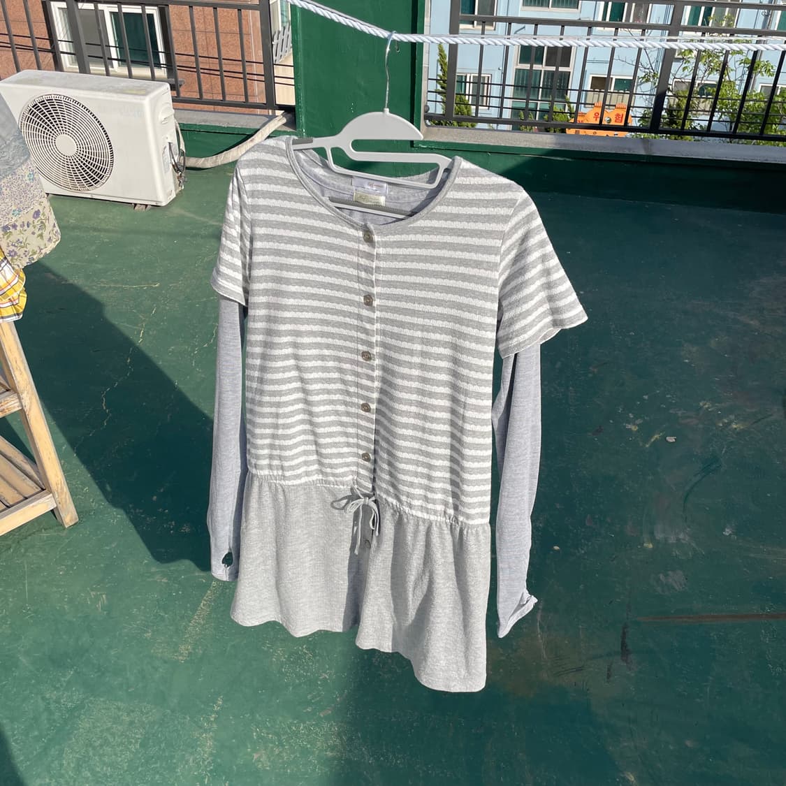 그레이 스트라이프 원피스 세트 상품이미지3