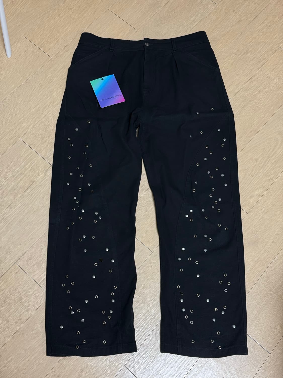 [44] 앤더슨벨 x 자라 릴렉스드 핏 스터드 팬츠 블랙 상품이미지1